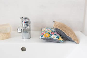 Eponges lavabes en jute+coton pour la vaisselle et bambou+coton pour la cuisine et la salle de bain