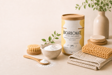 Bicarbonate de soude ManaMani avec accessoires de ménage naturel pour nettoyer, désodoriser et entretenir la maison